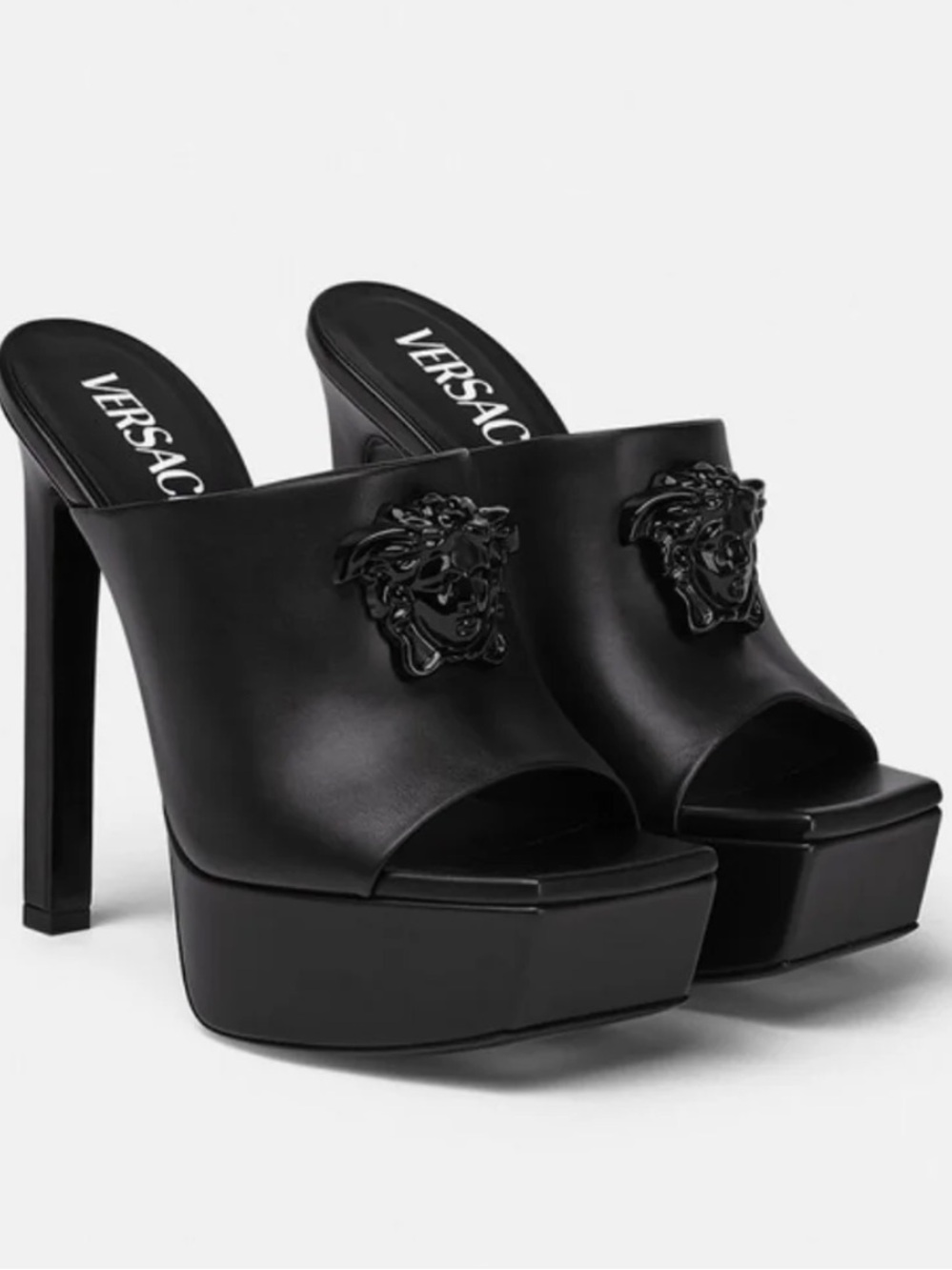 Versace square toe platform mules